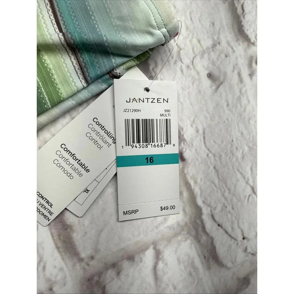 NWT Jantzen Smoothing Controlling UPF 50 Swim Bikini Tankini Bottom Stripe 16